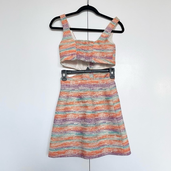 Maje Metallic Tweed Cut Out Pastel Mini Dress - Picture 6 of 7